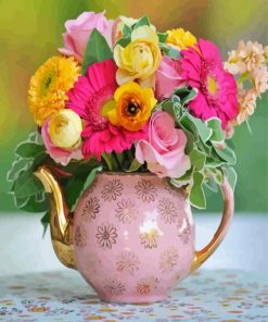 Aesthetic Teapot Flowers Paint By Numbers