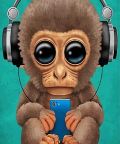 Aesthetic Monkey With Headphones Paint By Numbers