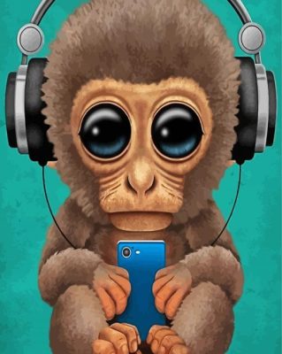 Aesthetic Monkey With Headphones Paint By Numbers