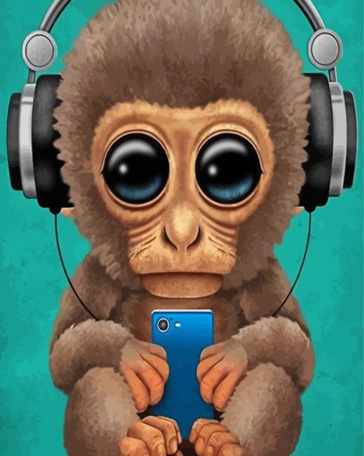 Aesthetic Monkey With Headphones Paint By Numbers
