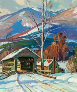 Aesthetic Winter Covered Bridge Paint By Numbers