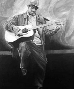 Black And White Lonely Musician Paint By Numbers