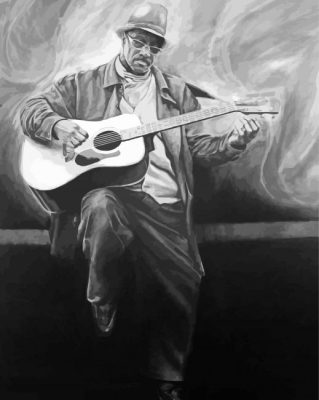 Black And White Lonely Musician Paint By Numbers