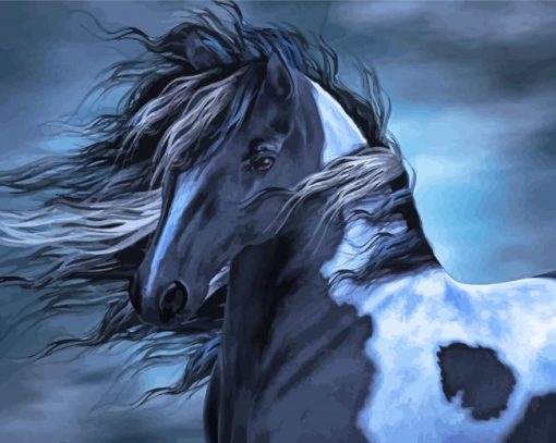 Black Gypsy Vanner Horse Paint By Numbers