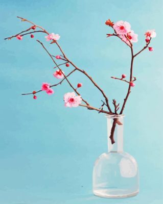 Cherry Blossom In Glass Vase Paint By Numbers