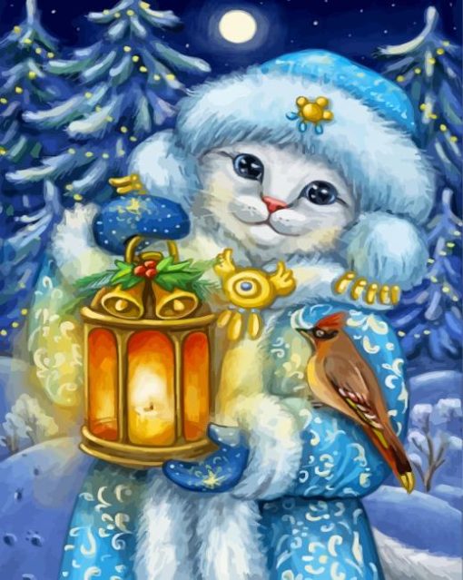 Christmas White Cat Paint By Numbers