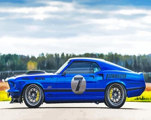 Classic Ford Mustang Blue Car Paint By Numbers