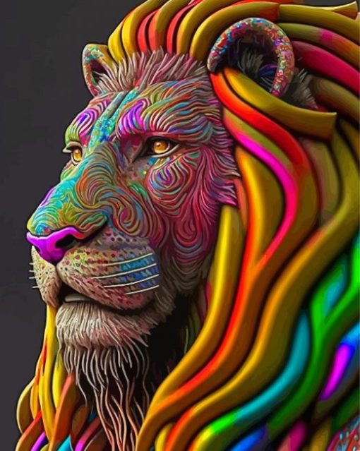 Colorful Lion Paint By Numbers