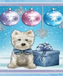 Cute White Westie Christmas Paint By Numbers