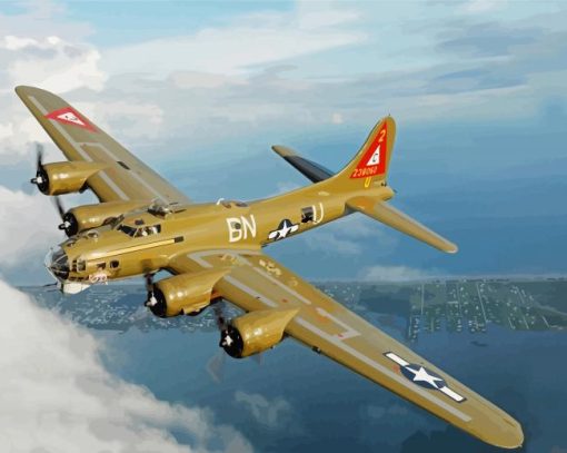 Flying B 17 Airplane Paint By Numbers