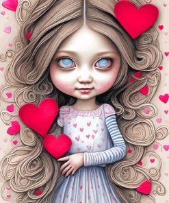 Girl With Hearts Paint By Numbers