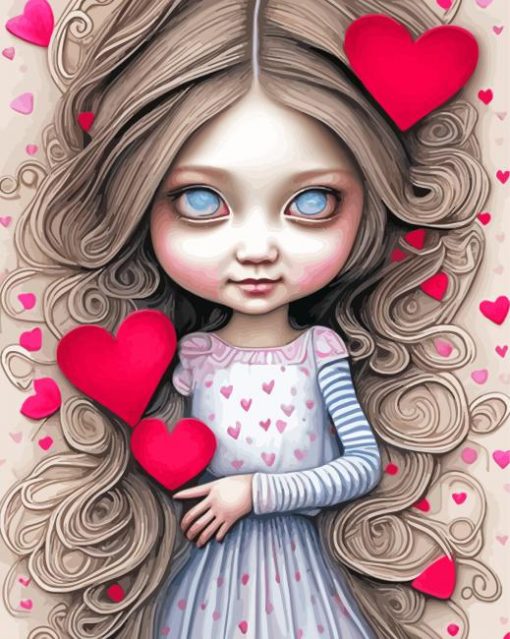 Girl With Hearts Paint By Numbers