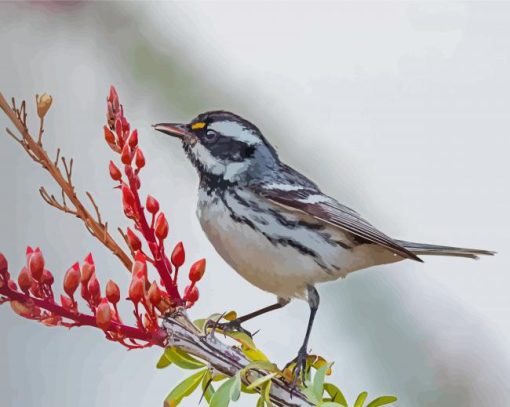 Grey And White Bird On Tree Paint By Numbers