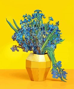 Irises Bouquet In Yellow Vase Paint By Numbers