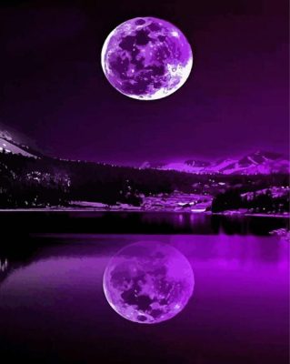 Purple Moon Water Reflection Paint By Numbers