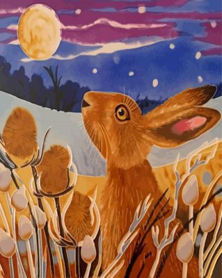 Rabbit Looking At The Moon Paint By Numbers