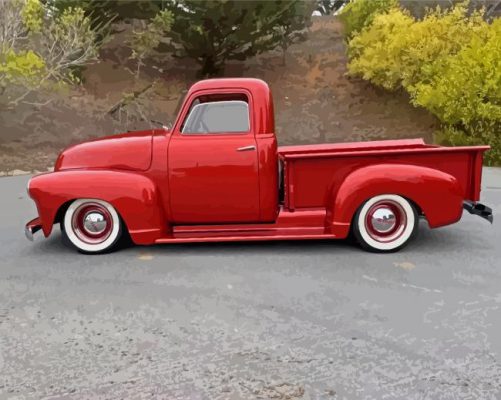 Red 51 Chevy Truck Paint By Numbers