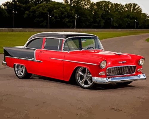 Red 55 Chevrolet Car Paint By Numbers