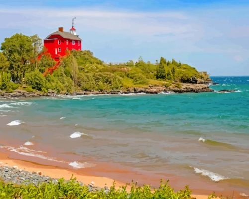 Red Cabin Marquette Paint By Numbers