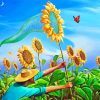 Sunflowers And Butterfly Vladimir Kush 6 Paint By Numbers