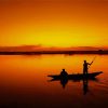 Sunset And Fishermen On Boat Paint By Numbers