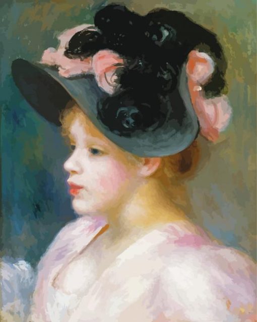 Vintage Lady With Black Hat Paint By Numbers