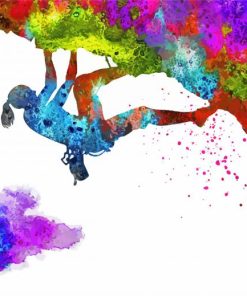 Abstract Colorful Girl Climbing Mountain Paint By Numbers