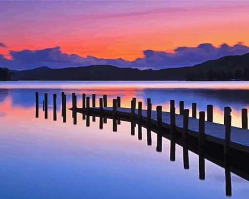 Beautiful Sunset In Coniston Water Paint By Numbers