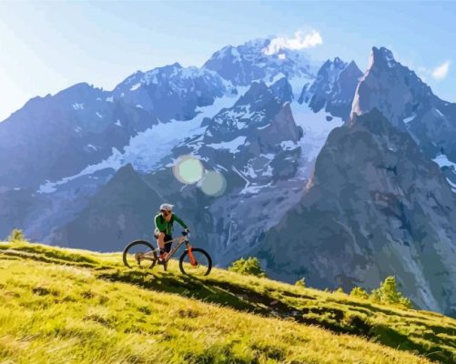 Bike In Snowy Mountain Paint By Numbers