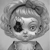 Black And White Broken Doll Paint By Numbers