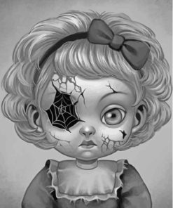 Black And White Broken Doll Paint By Numbers