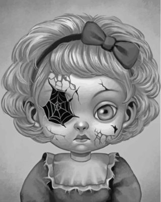 Black And White Broken Doll Paint By Numbers