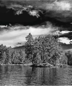 Black And White Moosehead Lake Maine Landscape Paint By Numbers