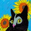 Black Cat And Sunflowers Art Paint By Numbers