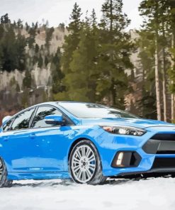 Blue Ford Focus RS In The Snow Paint By Numbers