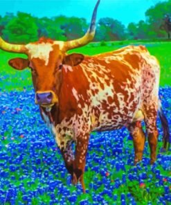 Bluebonnets And Longhorn Paint By Numbers