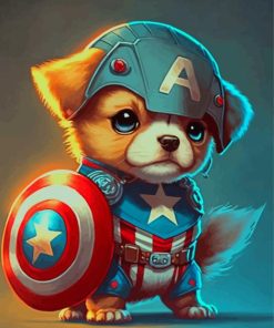 Captain America Puppy Paint By Numbers