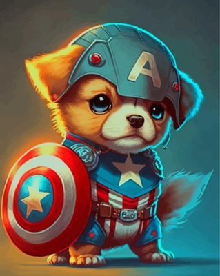 Captain America Puppy Paint By Numbers