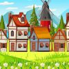 Cartoon Village Houses Paint By Numbers