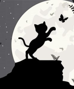 Cat And Butterfly Silhouette Paint By Numbers