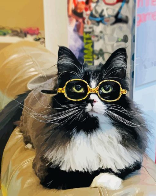 Cat With Glasses Paint By Numbers