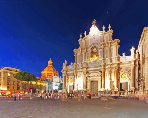 Cathedral Of Sant Agata In Catania Sicily Paint By Numbers