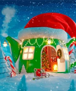 Christmas Cartoon House Paint By Numbers