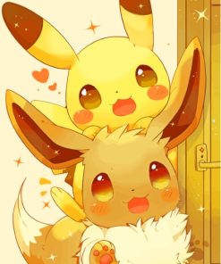 Cute Pikachu And Eevee Paint By Numbers