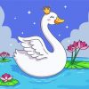 Cute Swan With Crown Paint By Numbers