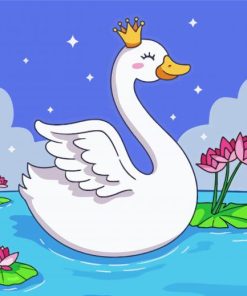 Cute Swan With Crown Paint By Numbers