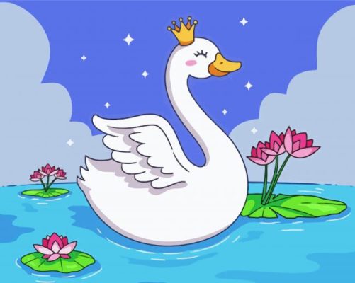 Cute Swan With Crown Paint By Numbers
