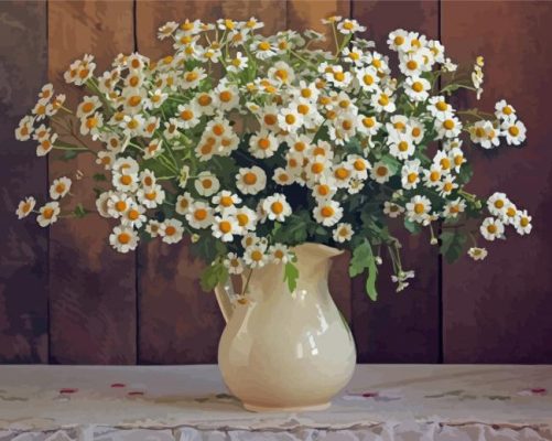 Daisies Flowers In Water Jug Paint By Numbers