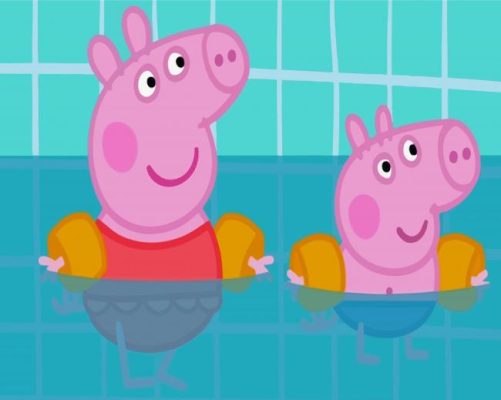 George Pig Swimming Paint By Numbers