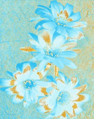 Gold And Blue Flowers Paint By Numbers